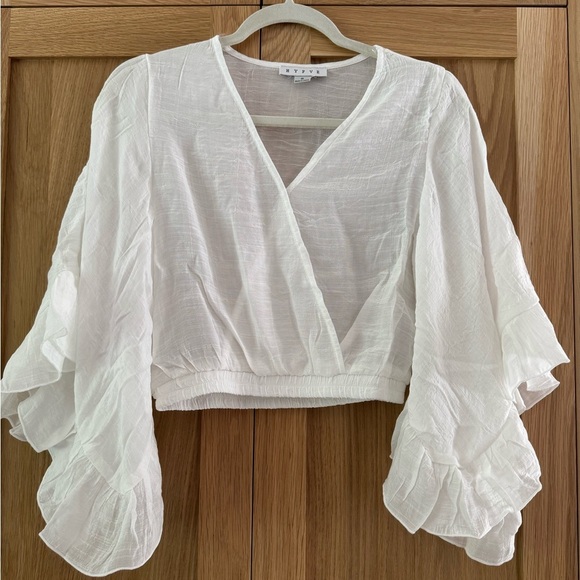 HYFVE White Bell Sleeve Crop Blouse - Picture 1 of 1